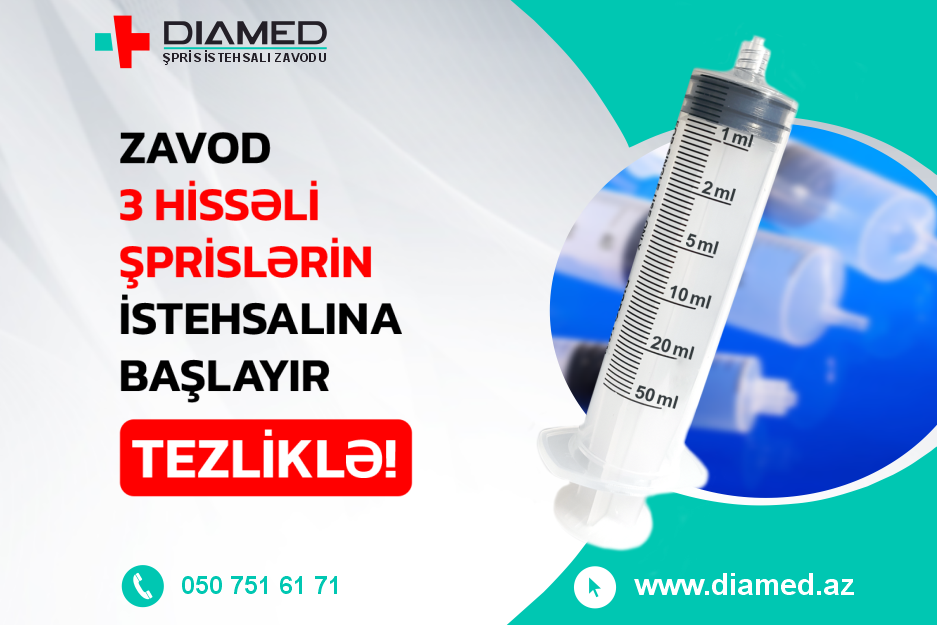 Zavod 3 hissəli şprislərin istehsalına başlayır – TEZLİKLƏ!